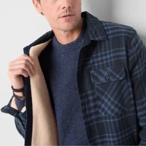 NWT FRYE AND CO. Blue Lightweight Plaid Shirt Jacket Size XL